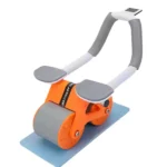 Automatic Rebound Ab Roller Wheel with Elbow Support, Timer, phone holder, and Dual-Wheel Design.