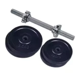 Combo Pack of Four Pieces Dumbbell Plate Set With Stick - 7.5Kg - Black and Silver