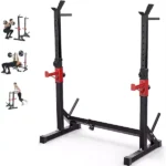 Adjustable Barbell Squat Rack, Multifunctional Sturdy Weight Lifting Bench Press Steel Holder with Large Capacity for Home Gym Work Out